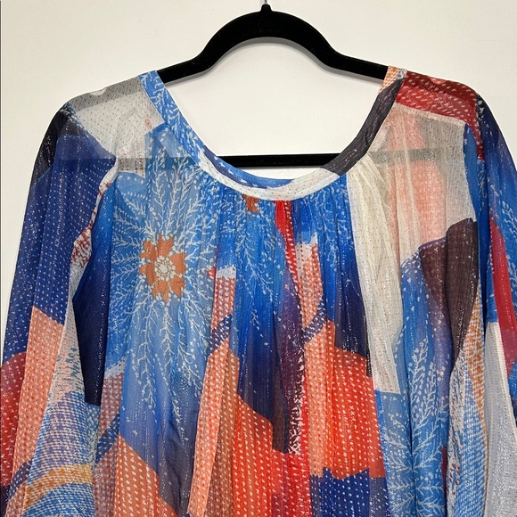 Diane Von Furstenberg Fleurette Billowy Chiffon Silk Batik Land Kaftan Dress - Picture 8 of 16